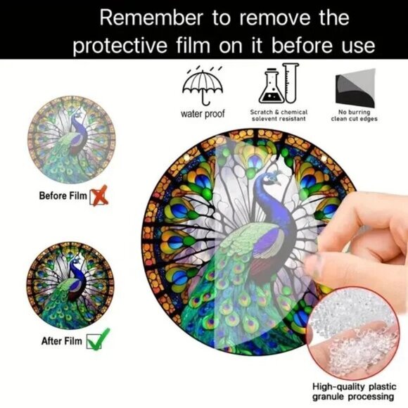 Vibrant Peacock Window Hanging Acrylic Suncatcher - Picture 10 of 14